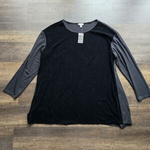 NEW J. Jill Velvet top blouse black Large